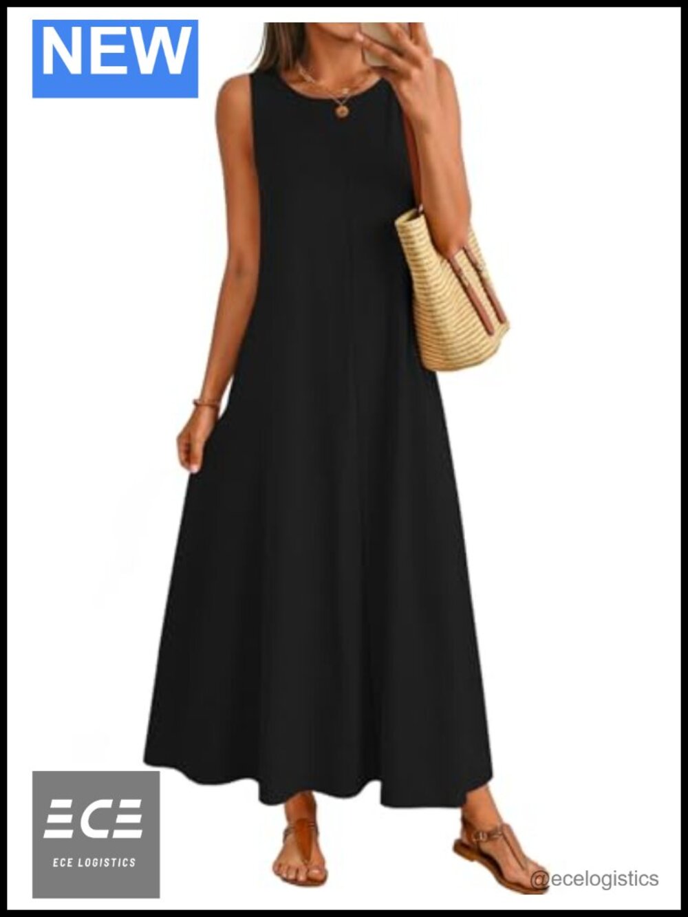 Women's Sleeveless Cotton Maxi Dress Casual Tank Sundress Beach Summer